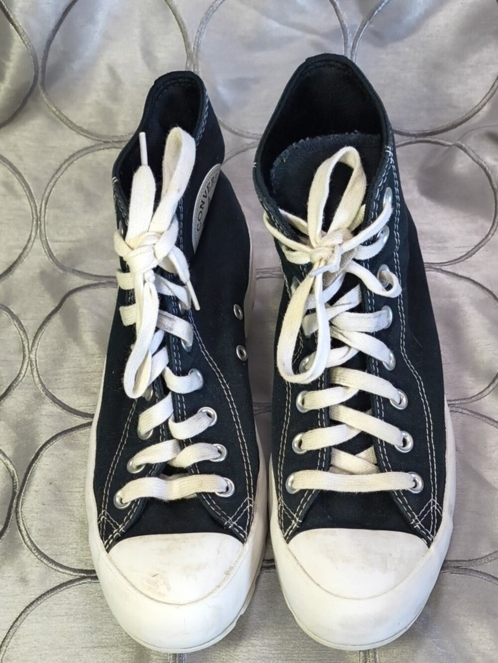 Converse Chunky Black White High Top Platform Sneaker Women's Size 9.5 C7 - Picture 4 of 7